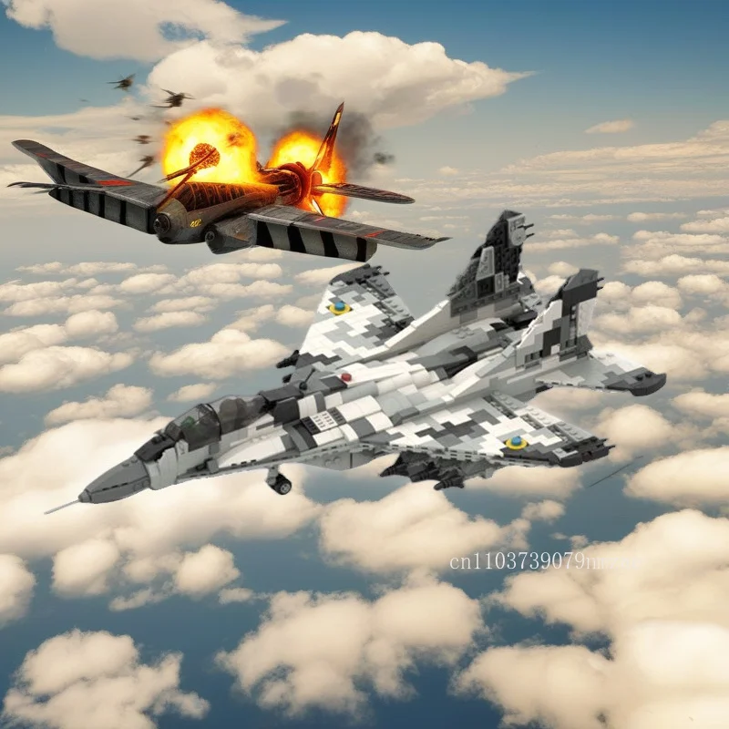 

Modern Air Force Equipment Series Ukraine's Mig-29 Ghost Fighter Model Building Blocks Collector Kit DIY Technology Bricks Toys