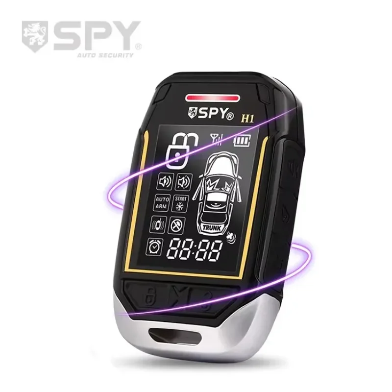 2025 venda quente espião 2 vias alarme de carro sistema de partida remota alarme de carro bt telefone inteligente empurrar motor starter keyless bt chave lcd