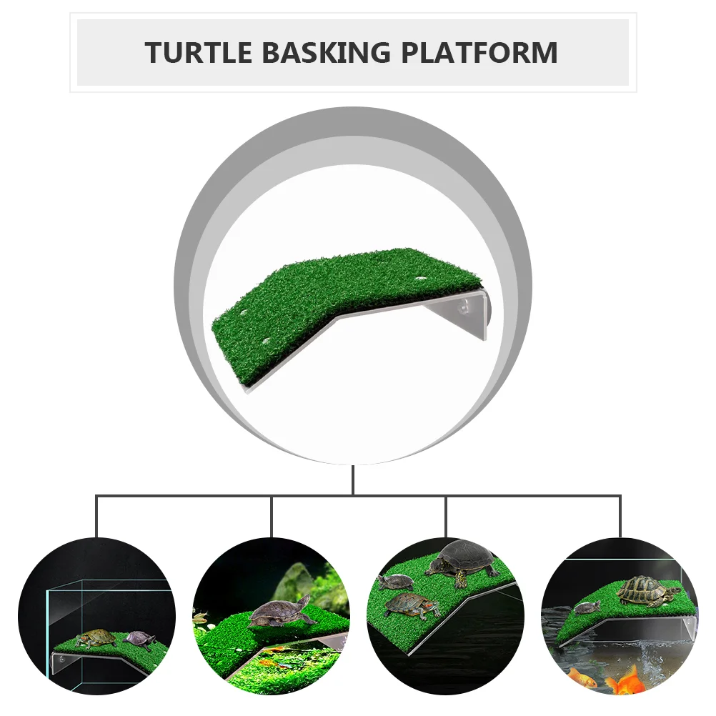 2 Pcs Turtle Terrace Fish Tank Platform Plastic Artificial Lawn Aquarium Simulation Artifact Picker