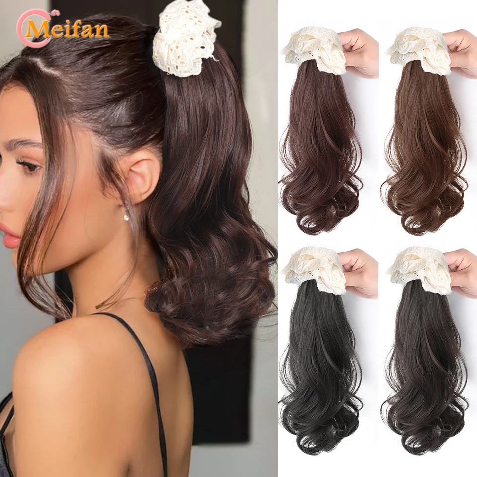 

MEIFAN Syntheitc Long Wavy Curly Claw Clip On Ponytail Hair Extension Ponytail Extension For Women Natural Fake Hairpiece