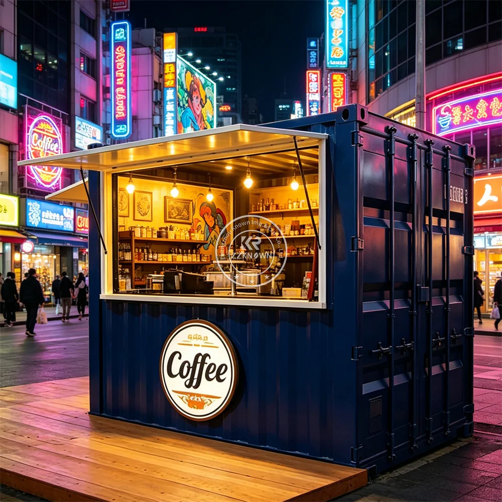 

Outdoor Mobile Food Container Trailer Coffee Tea Juice Cart Luxury Container Restaurant Street Catering Truck Fully Equipped