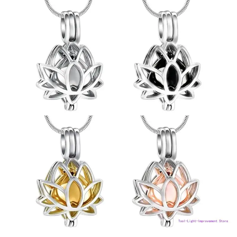 C63E Unique Mini Ashes Container Locket Hair Flower Pendants Cremation Jewelry Elegant Pet Locket Necklaces