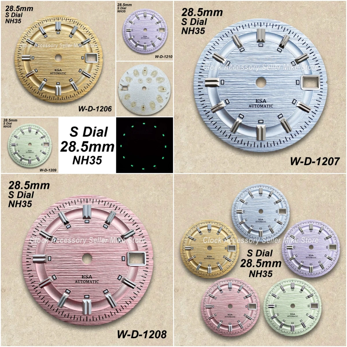 

28.5mm S Logo Dial Suitable For NH35/NH36/4R/7S Movement Modicum Green Luminous Stripe Quality Watch Modification Accessories