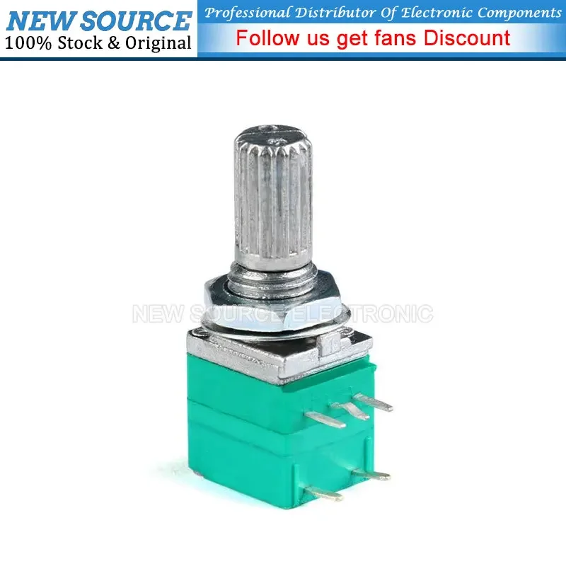 5pcs RK097G 5K 10K 20K 50K 100K 500K B5K with a Switch Audio 6pin Shaft 15mm Amplifier Sealing Potentiometer NewSource