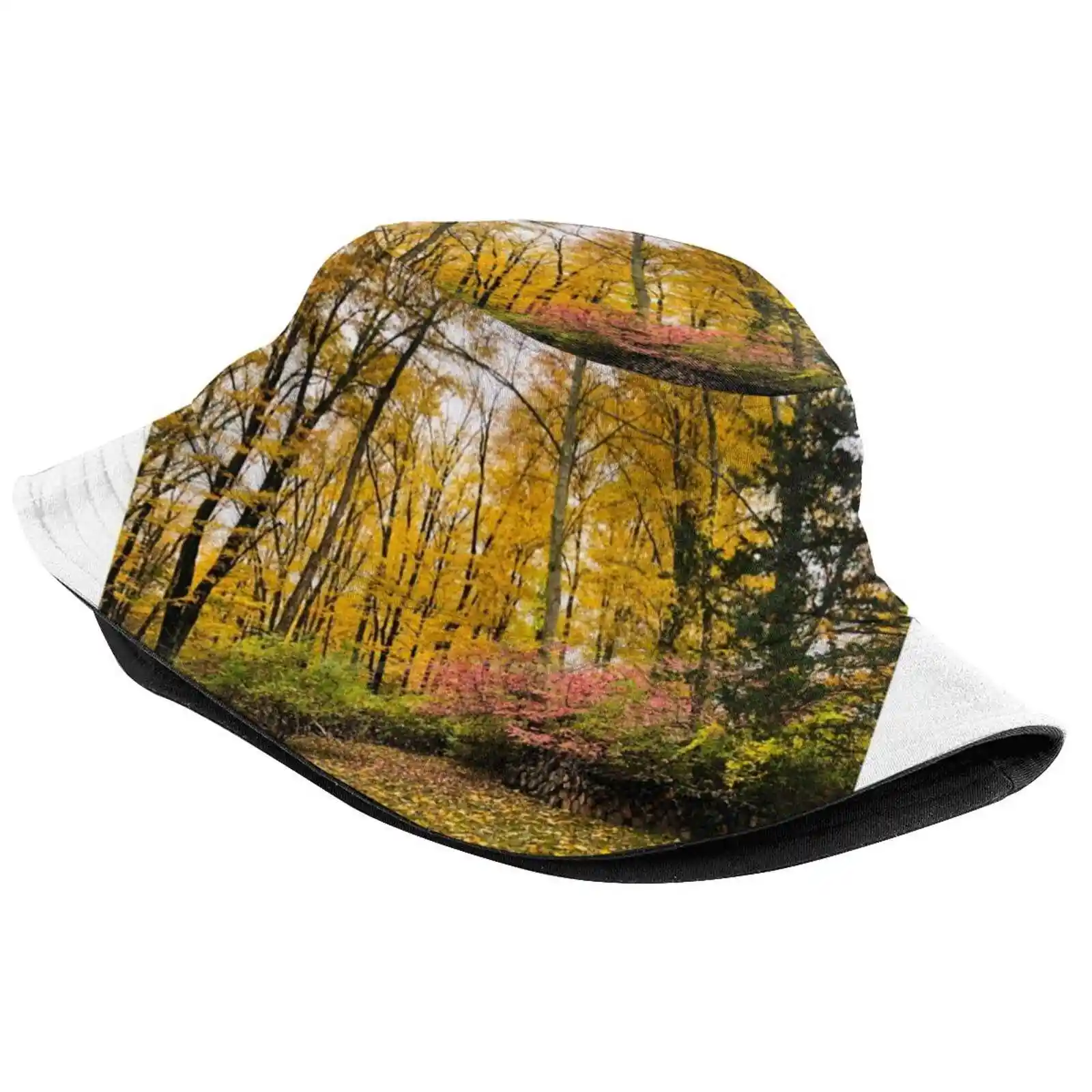 Autumn Trees And Leaves In New York Sun Cap Fisherman Hat Bucket Hats Autumn Fall Leaves Trees Foliage New York