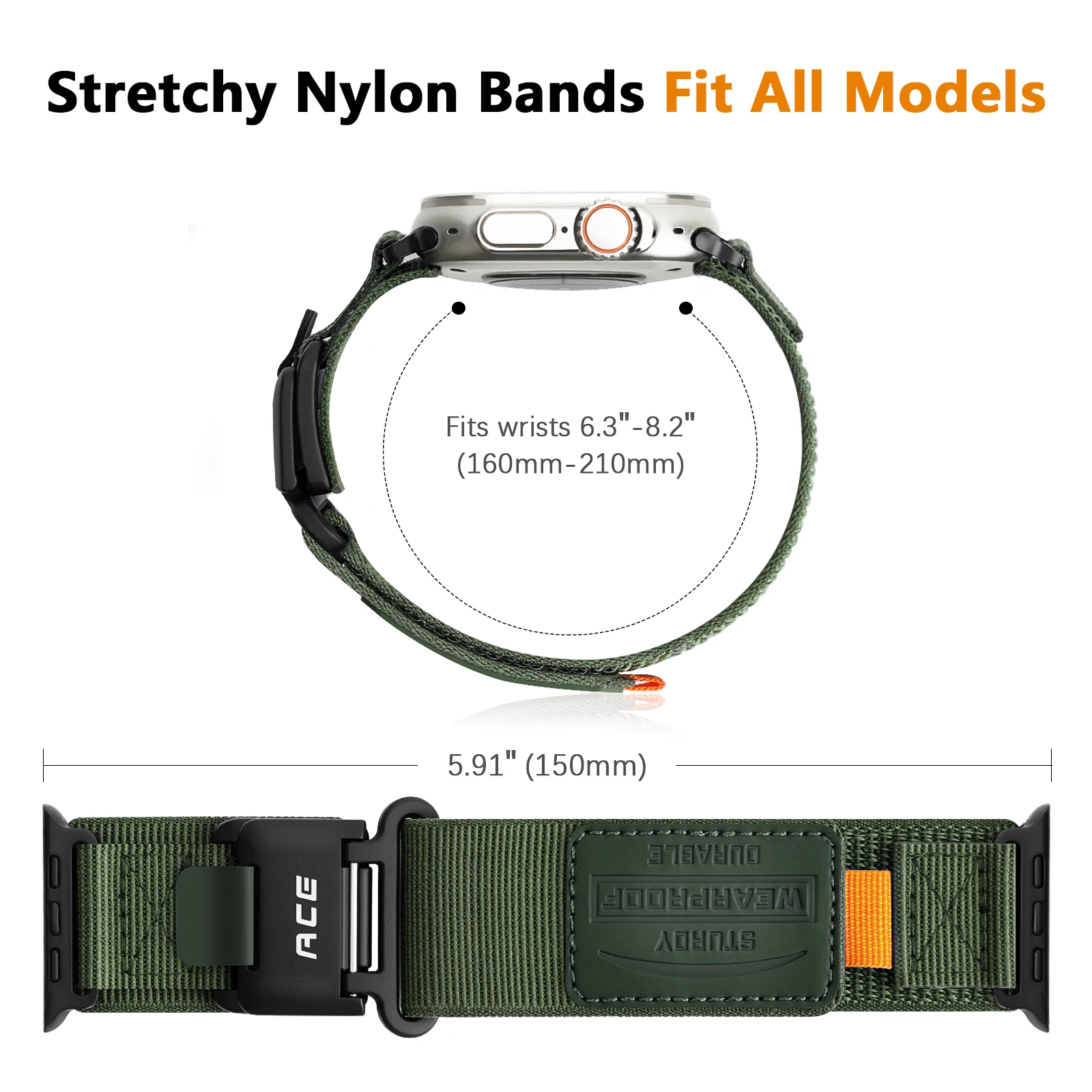 Magnetverschluss-Nylonarmband für Apple Watch Ultra 49mm 44mm 45mm 46mm für Herrenarmband. Für iWatch Series 12/11/10/9/8/7/6/5/4/3/2/1 – Detail 2