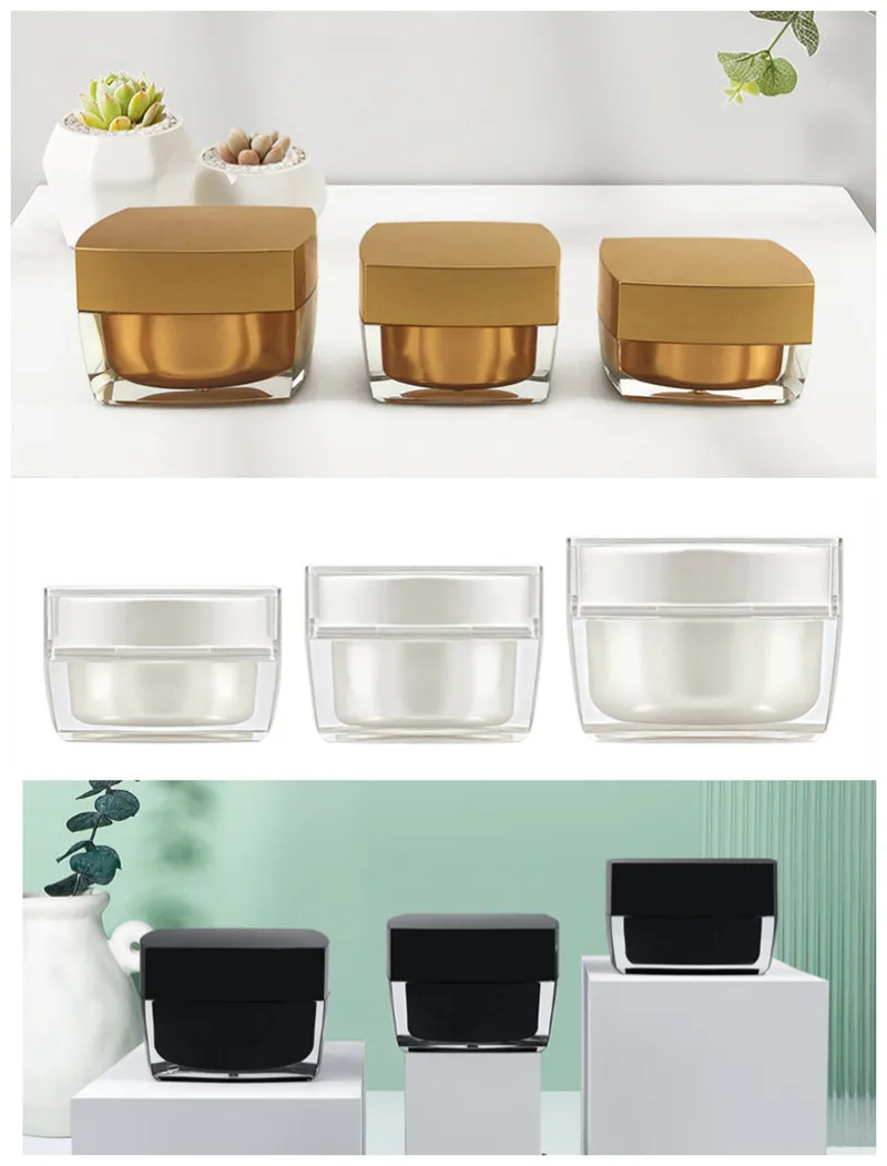 

10/30pcs 5-50g Empty Cream Jar Square Lotion Bottles Acrylic Cosmetic Container Jar Makeup Travel Pot Refillable Bottle