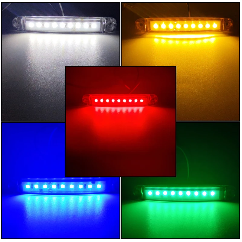 10PCS 9 SMD Light Oval Clearance Trailer 24V Truck Lorry Caravan Camion LED Side Marker Indicator Lamp 12V Luces Remolque