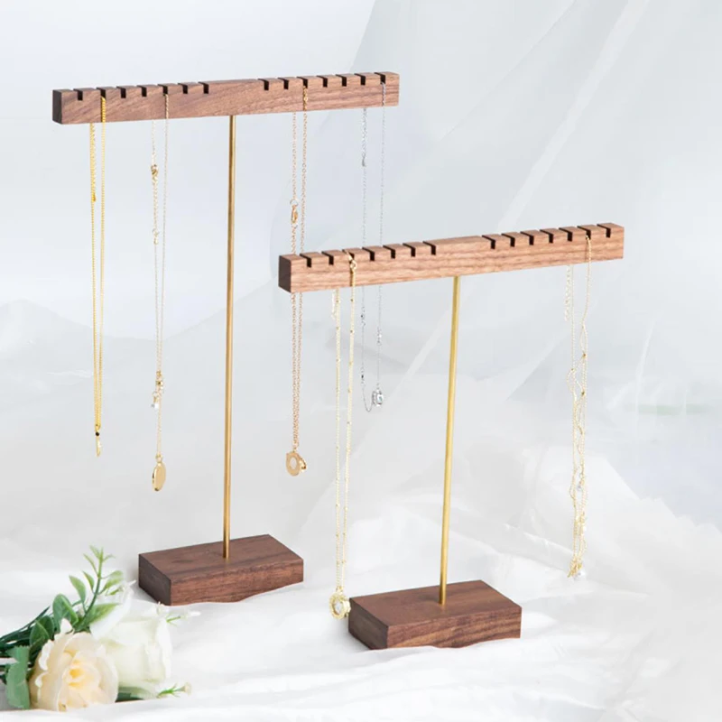 Wooden Jewelry Organizer T-Bar Necklace Display Stands Necklace Jewelry Display Necklace Storage Holder Jewelry Stand Shelf