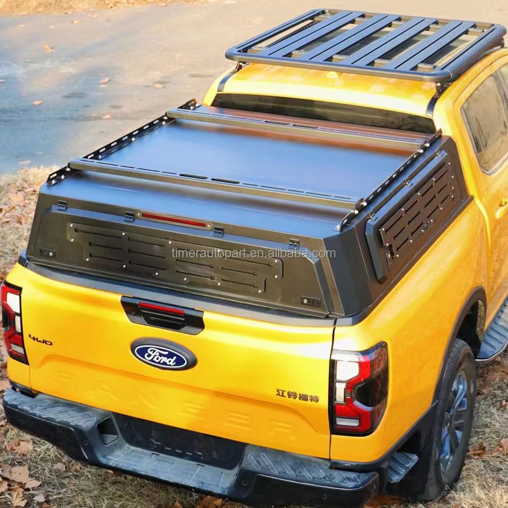 4wd Overland Waterproof Pickup Truck Bed Cap Heavy du ty Steel Hard Camper Shell Truck Bed Covers Topper for 2025 Ranger T9