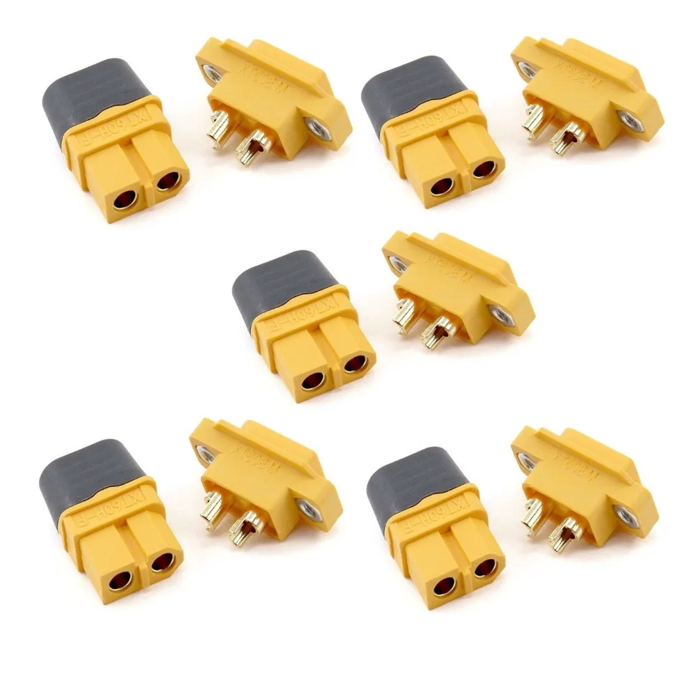 XT60E1-M XT60H-F RC Lipo Battery Gold Plated Bullet Connectors Sheath Housing Fixed Panel Power Plug Drone Adapter