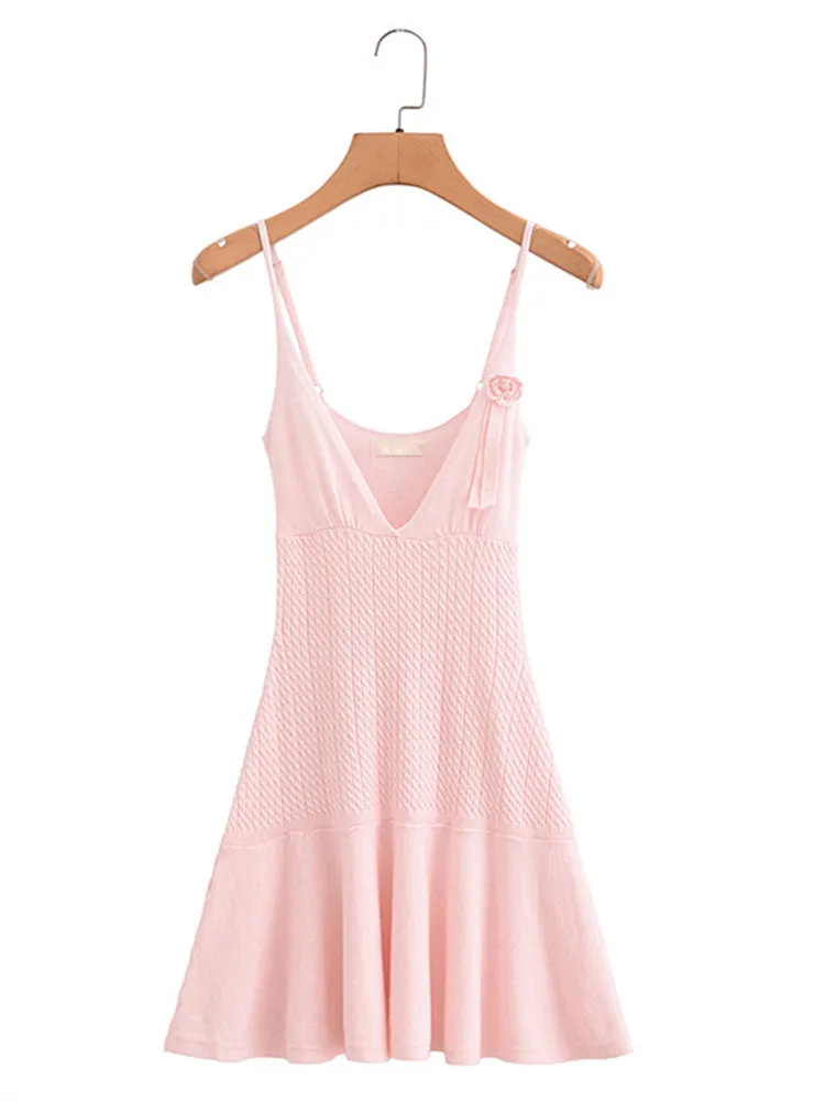 Jupe à bretelles rose pour femme, tissu fin en tricot commandé, micro-élastique, corsage sur la poitrine des magasins, mini-jupe 343
