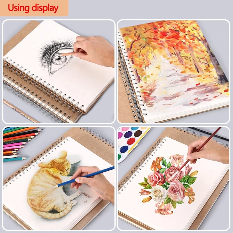 Professional Sketchbook Blank Watercolor Notebook 160 GSM Spiral diary Art school supplies Pencil drawing notepad Stationery