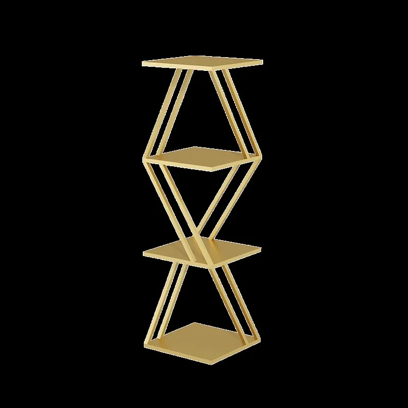 Light Luxury Modern Living Room Corner Storage Rack Creative Simple Floor-standing Ironwork Bookshelf CD Rack