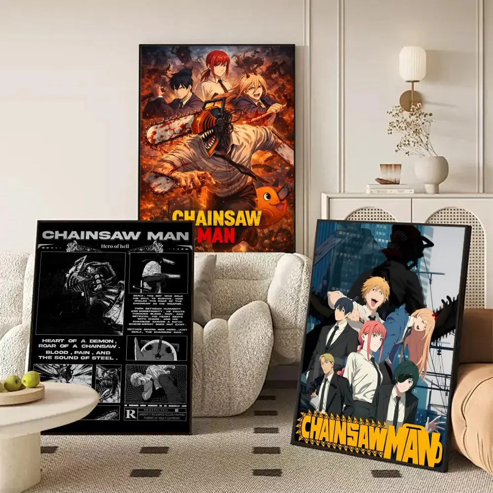 C-Chainsaw M-Man Poster Waterproof Self-Stick Wall Art Stickers, Removable Wall Decor for Living Room and Bedroom