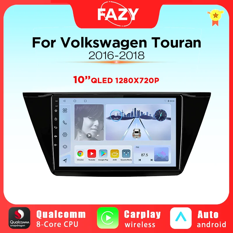 

10 Inch Android Screen Wireless Carplay For VW Volkswagen Touran 2016 2017 2018 Car Radio 4G GPS Navi Video Multimedia Autoradio