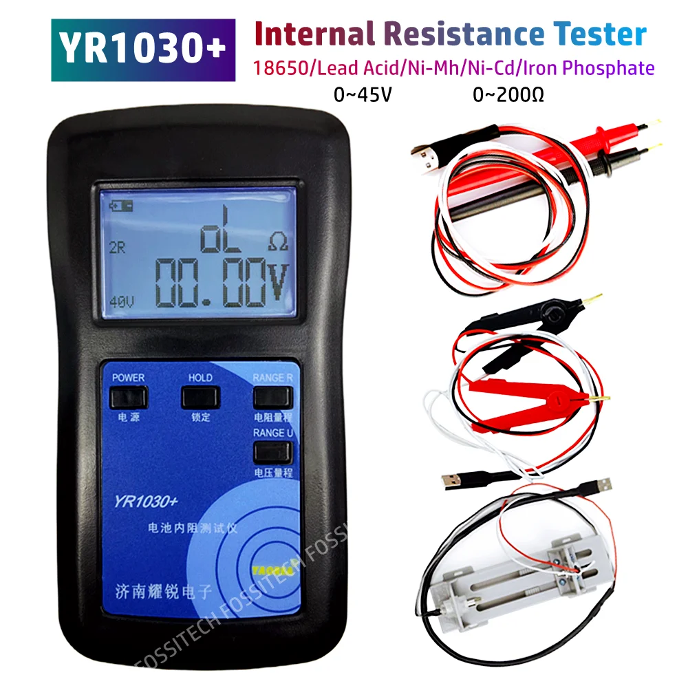 

YR1030 Lithium Battery Internal Resistance Tester 0~45V 18650 Nickel Hydrogen Lead Acid Alkaline Dry Button Battery Tester