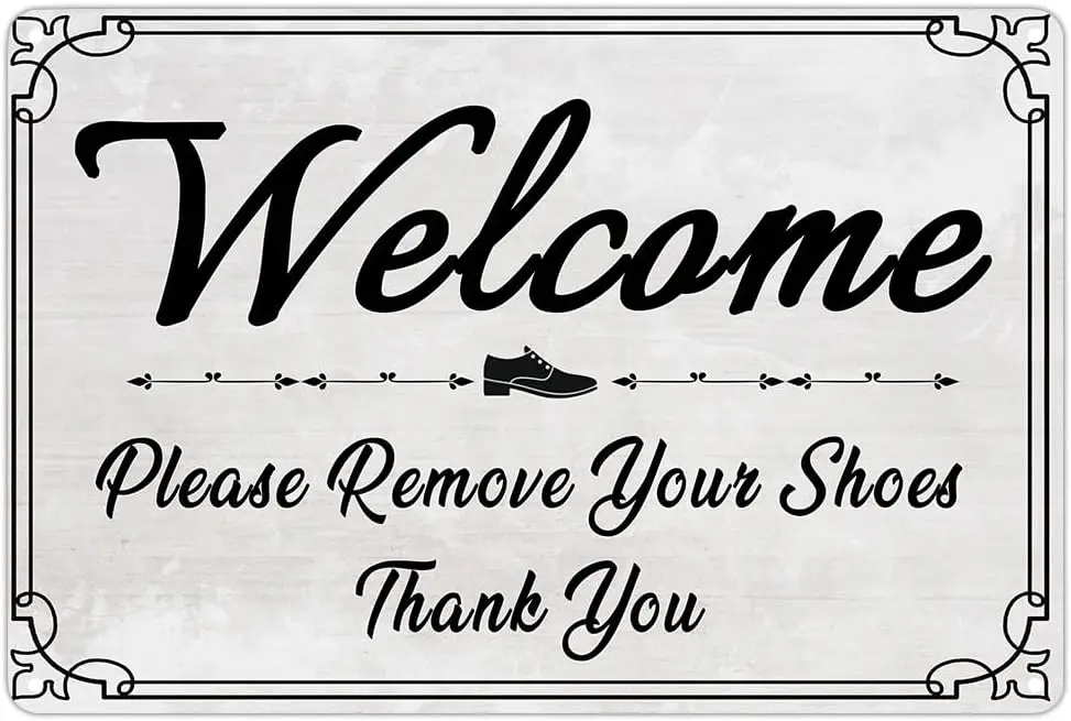 Take Off Your Shoes Door Sign, Welcome Metal Tin Sign, Please Remove Your Shoes Sign for Farmhouse Home Front Porch Door Decorat