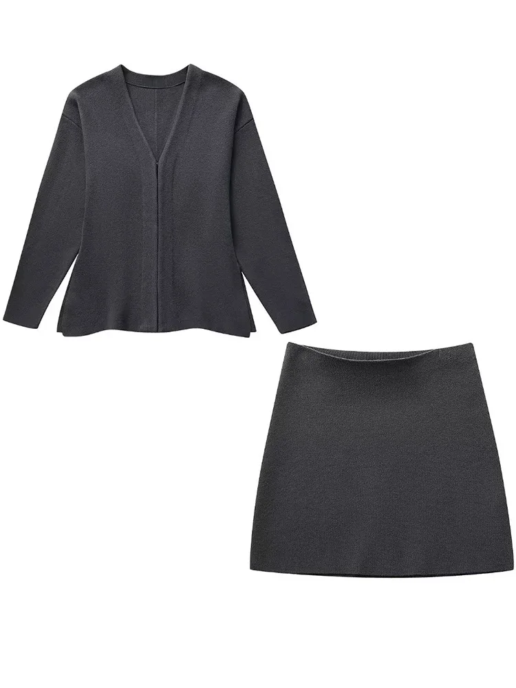 Willshela-Conjunto de 2 piezas para mujer, chaqueta de botonadura única y falda Midi de cintura alta con cremallera trasera Vintage, faldas elegantes femeninas
