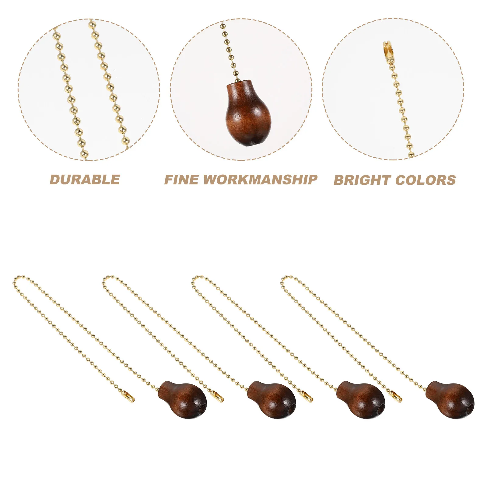 4Pcs 12Inch Wooden Stick Chain Pendant Gourd Design for Fan Lamp Ornament Window Curtain Doorway Background Chandelier Pendant