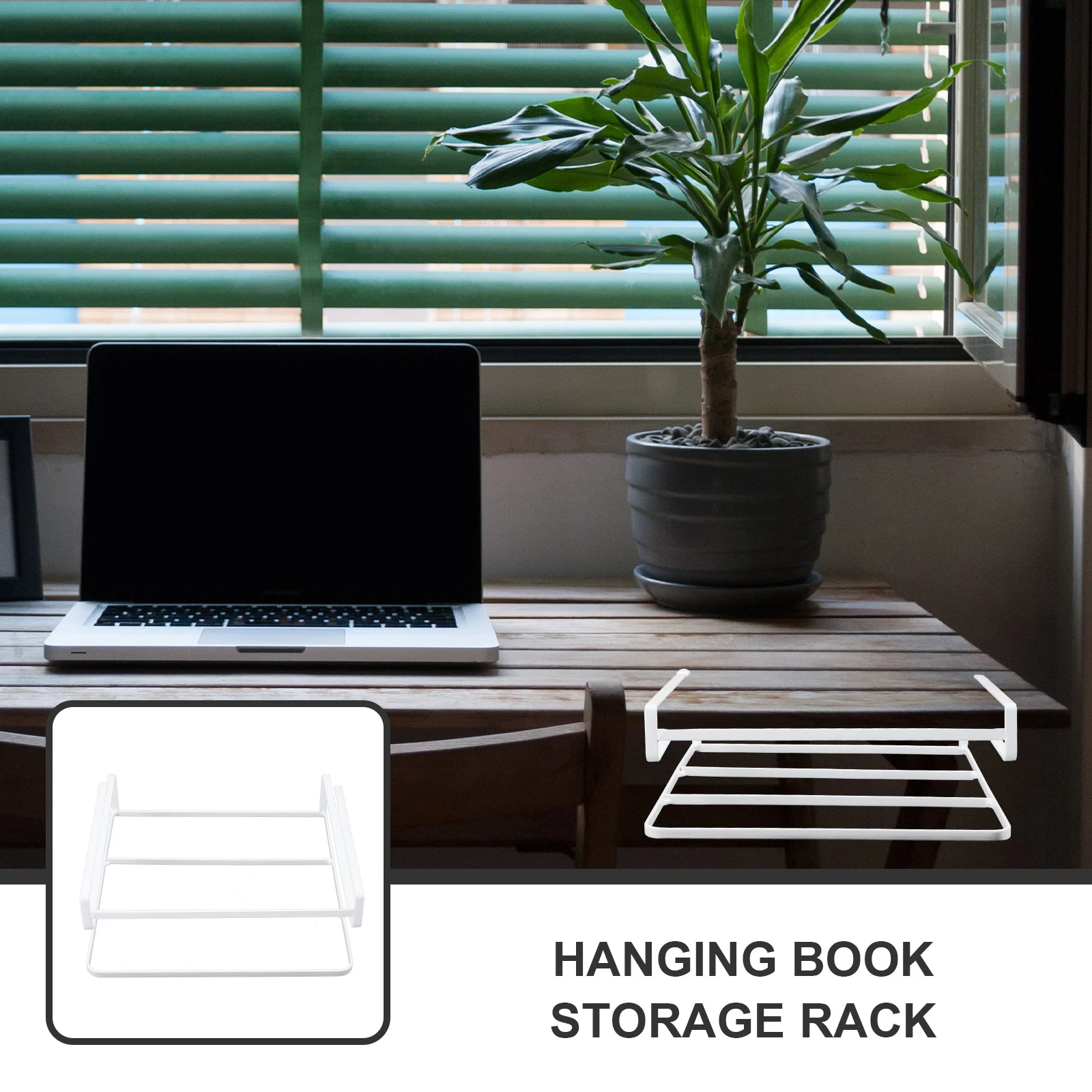 

Under Desk Storage Rack Hanging Book Organizer Iron Desktop Holder For Laptop Pens Cutlery No Punch Installation