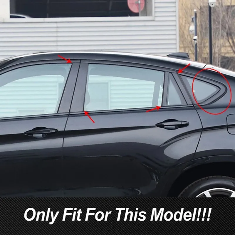 For BMW X6 F16 2015-2019 Car Door Window Pillar Column Trim Strips PVC Decoration Black Stickers Exterior Modified Accessories