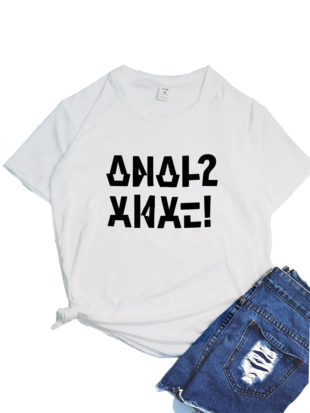 Funny Letter Women T Shirt 2024 Summer Round Neck Y2K Funny Cartoon T-shirt Graphic Streetwear