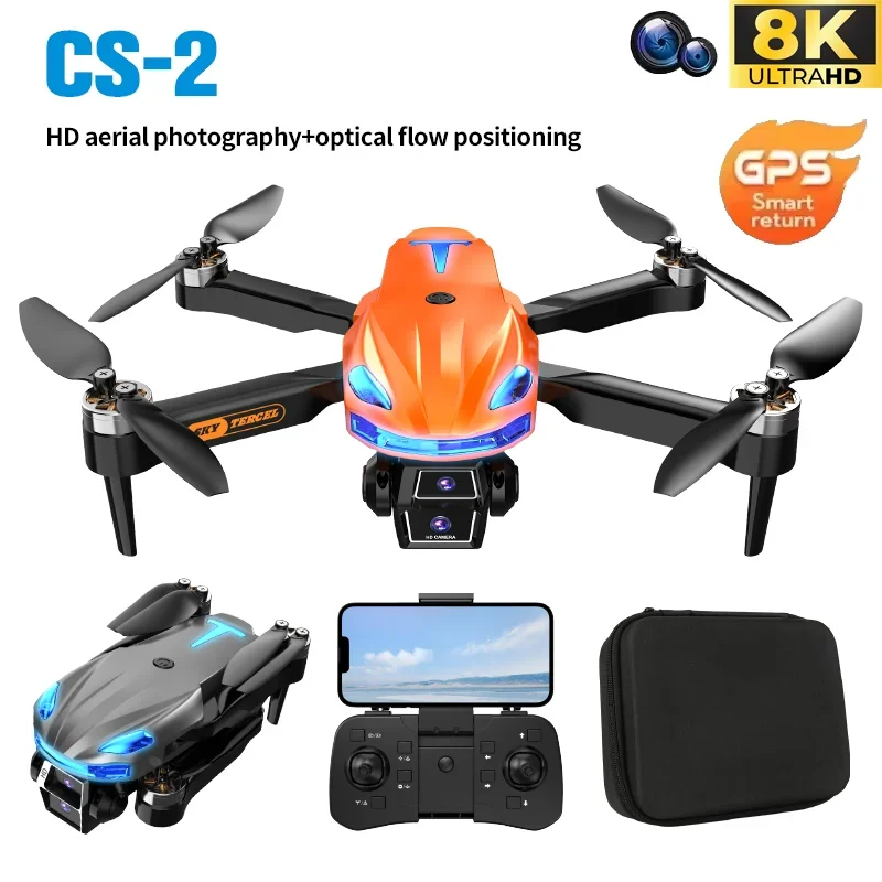 جديد Cs-2 طائرة بدون طيار صغيرة بنظام تحديد المواقع 8K HD كاميرات مزدوجة تجنب العوائق توطين التدفق البصري فرش طوي كوادكوبتر اللعب الهدايا