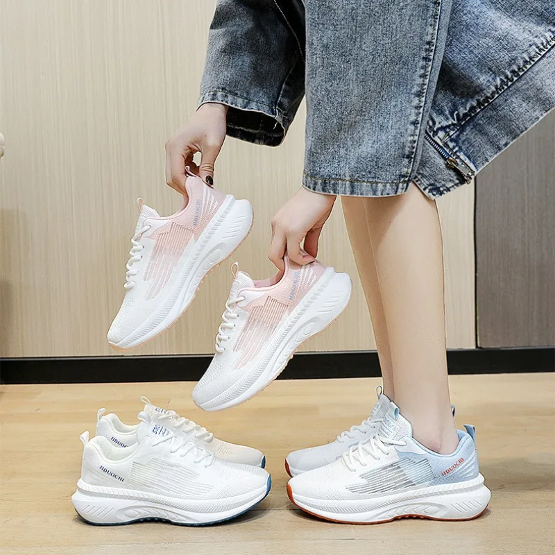 Summer New Women Running Sneakers Lightweight Breathable Platform Casual Shoes Vulcanized Shoe Trendy Versatile Zapatillas Mujer