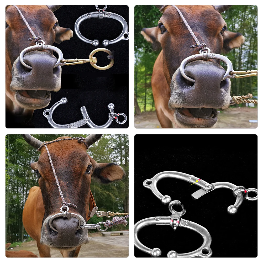 

Stainless Steel Cattle Nose Ring Metal Cow Nose Clip Farm Traction Ring For Livestock Durable Strong No Burrs Easy Use Long