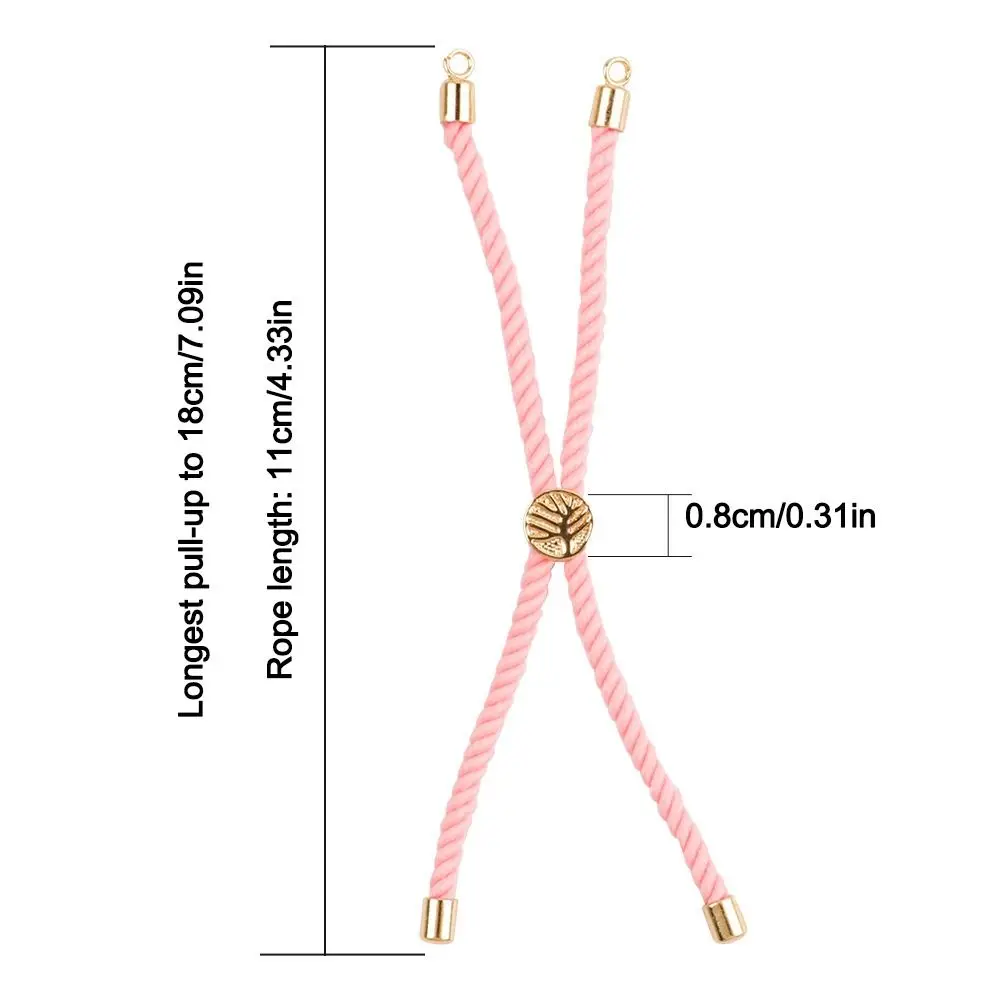 ใหม่ 11 ซม.เชือก DIY สีทึบสร้อยข้อมือเชือกทอปรับได้