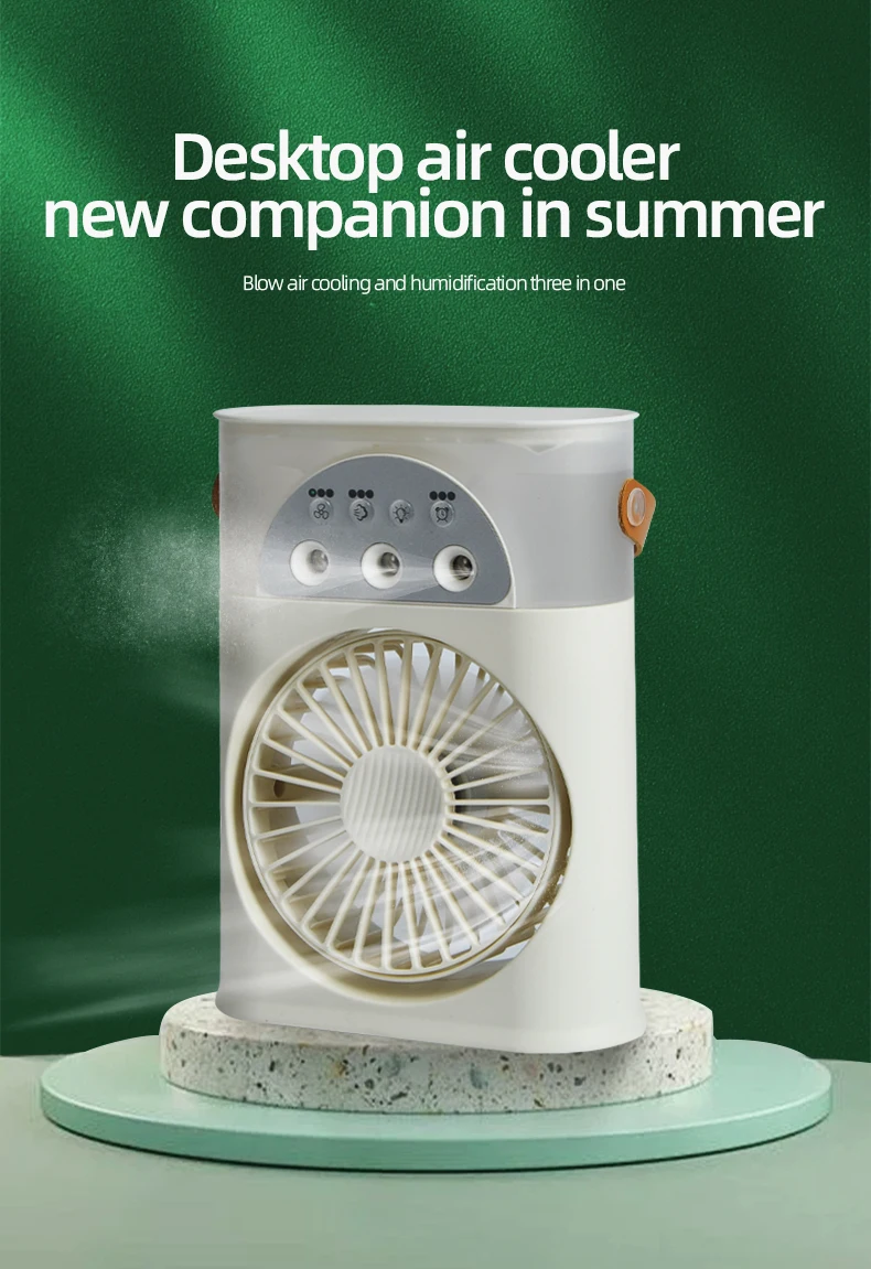 New Mini Air Cooler USB Small Air Conditioning 3-hole Spray Fan Multi-functional Water Cooling Portable Household