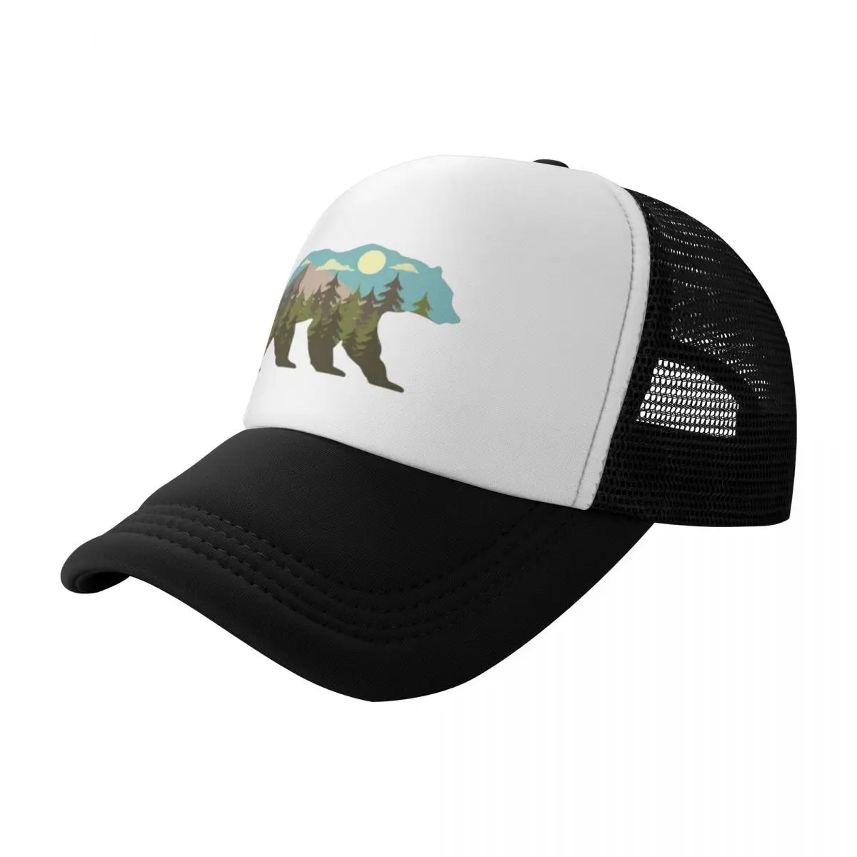 Moon Mountain Bear Silhouette Flat Visor Adult Mesh Baseball Cap For Men High Qualiy Casquette 2024 New Dat hats