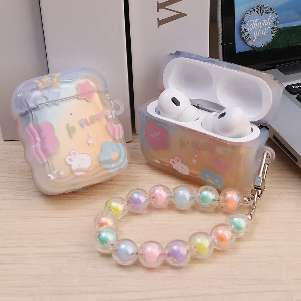 Cute Protective Sleeve For Airpods 1 2 3 Generation Cartoon y2k Protector Cover For Apple Airpods Pro 1/2 Shell ins Beaded Chain