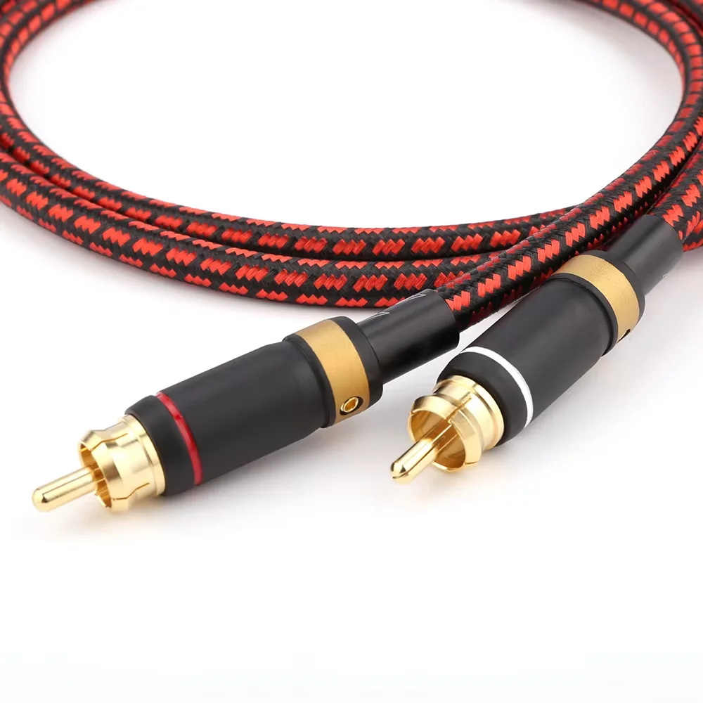 KGUSS 2Pcs/Pair 4N-OFC Professional RCA to RCA Audio Cable For Amplifier DAC TV Power amplifier speaker connection cable