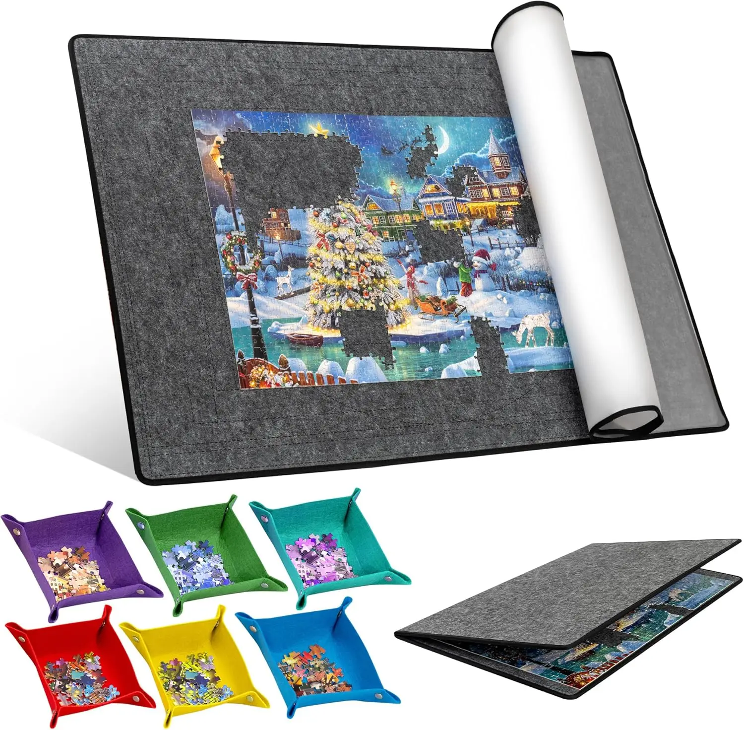 

Складная доска для пазлов на 2000 элементов с 6 лотками и крышкой, портативный легкий стол для пазлов на 2000/1500/1000 элементов