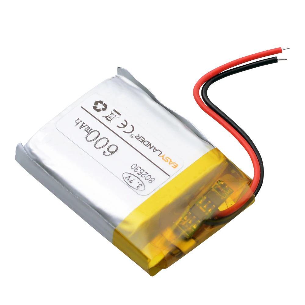 3.7V 600mAh Lithium Polymer LiPo Rechargeable Battery 802530 For Mp3 Headphone PAD DVD E-book Bluetooth Headset Recorder Camera