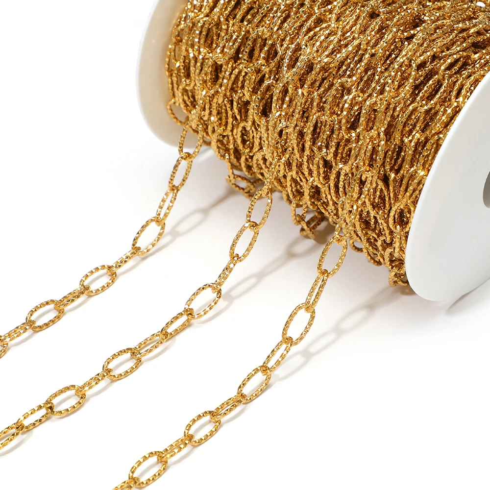 

1-метровые овальные крестовые цепочки из нержавеющей стали с тиснением, цепочки ручной работы, оптом для самостоятельного изготовления женских ювелирных изделий, ожерелья, браслета, принадлежности