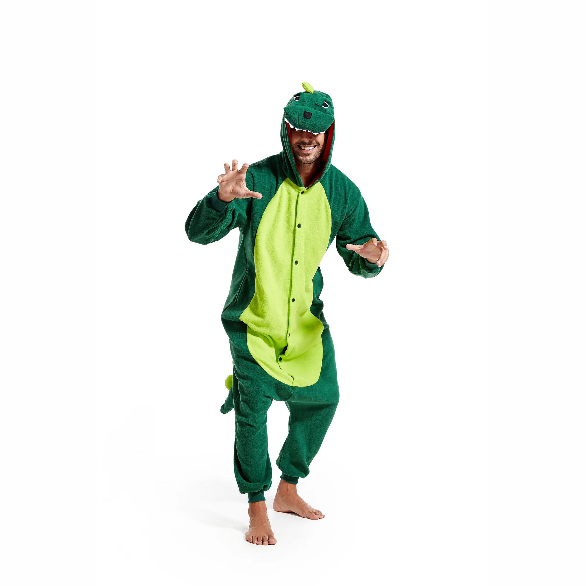 Dino Onesie Pajamas Adults Men One-Piece Hooded Sleepwears Halloween Christmas Cosplay Costumes Jumpsuit Pyjamas