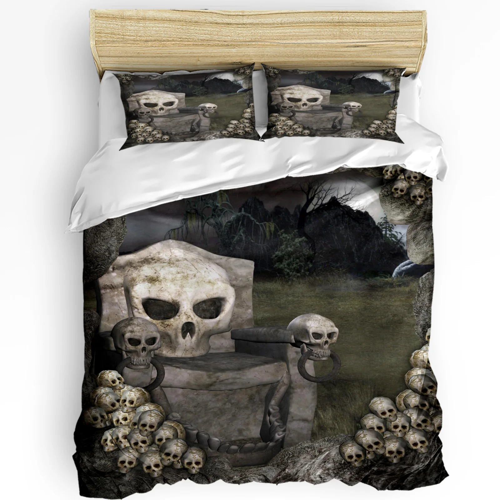 Forest Skull Stone Chair Bedding Set 3pcs Boys Girls Duvet Cover Pillowcase Kids Adult Quilt Cover Double Bed Set Home Textile