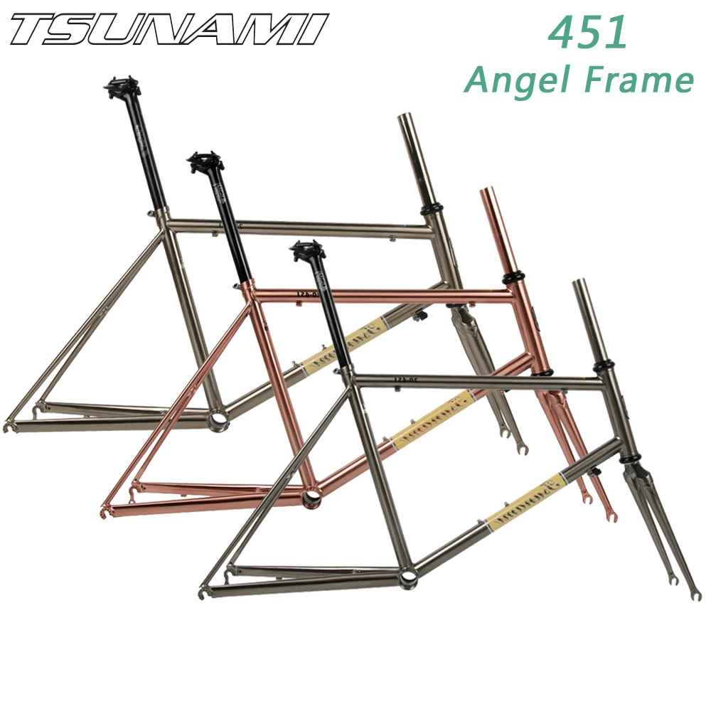 

TSUNAMI 451 Angel Bicycle Frame Small Wheel Diameter Frameset Fork Caliper Brake 4130 Chrome Molybdenum Steel Mini velo Frame