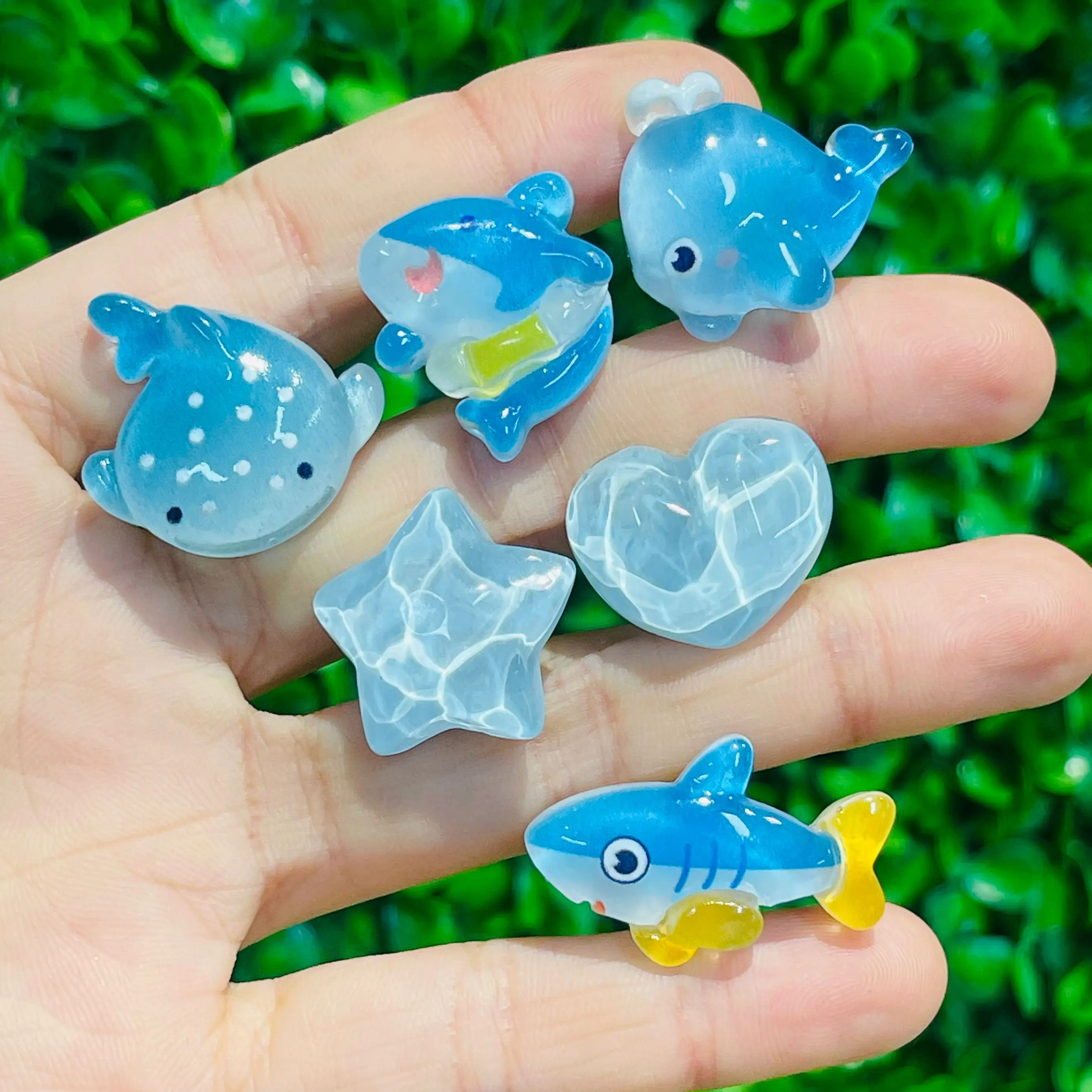 6pcs Cartoon Blue Whale Shark Dolphin Star Heart Resin Shoe Charms Buckle Clog Garden Shoes Decorations Hole Slipper Accessories image 4