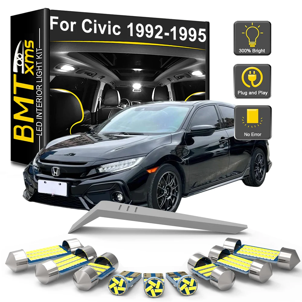 

BMTxms 3/5/9Pcs Canbus LED Interior Light Kit For Honda Civic 1992 1993 1994 1995 Bulb Dome Map Reading Trunk License Plate Lamp