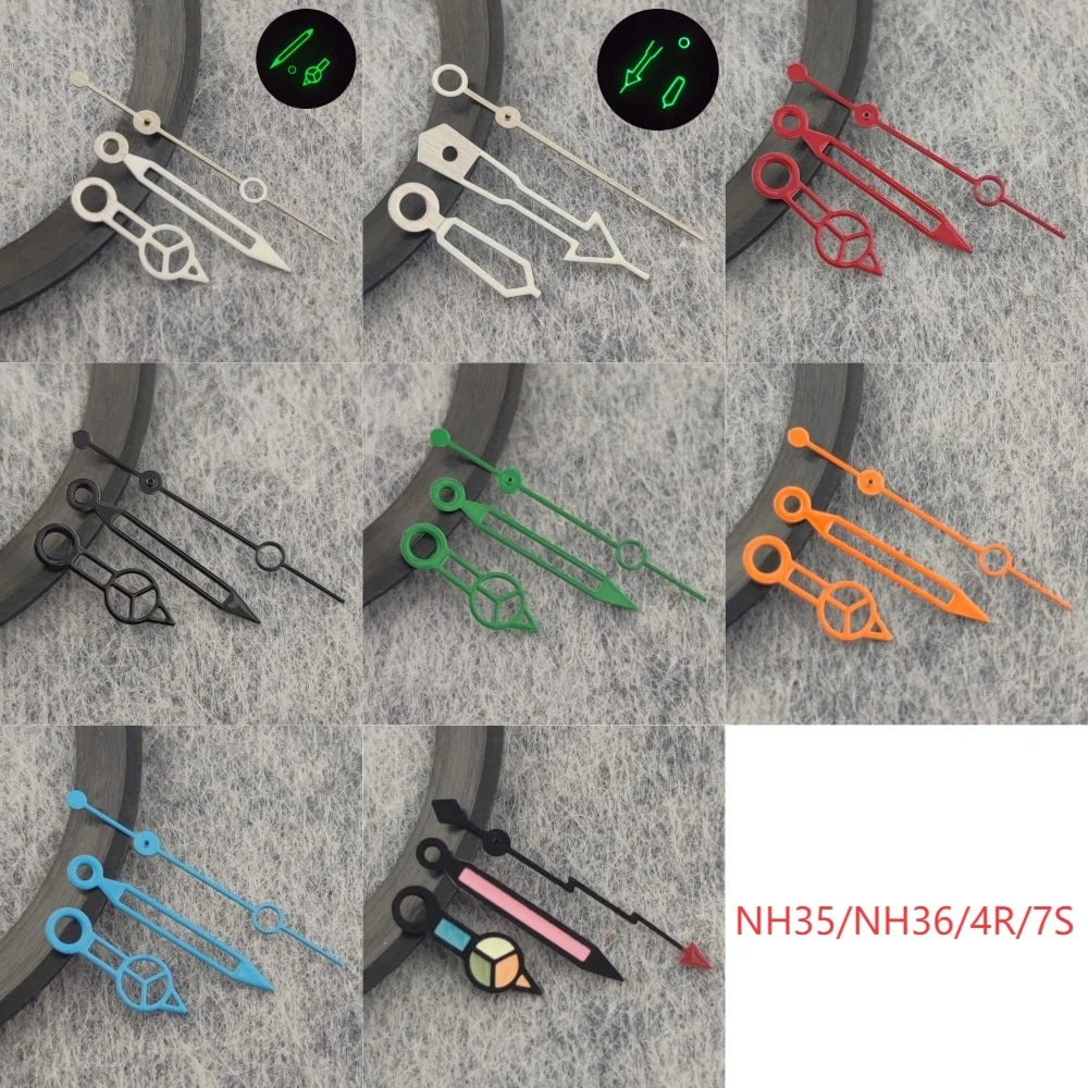 Hohe Qualität NH35 Hände Weiß Blau Grün Orange Schwarz Rot Uhr Hände Grün Leuchtende Für NH35/NH36/4R/7S Bewegung Uhr Zeiger