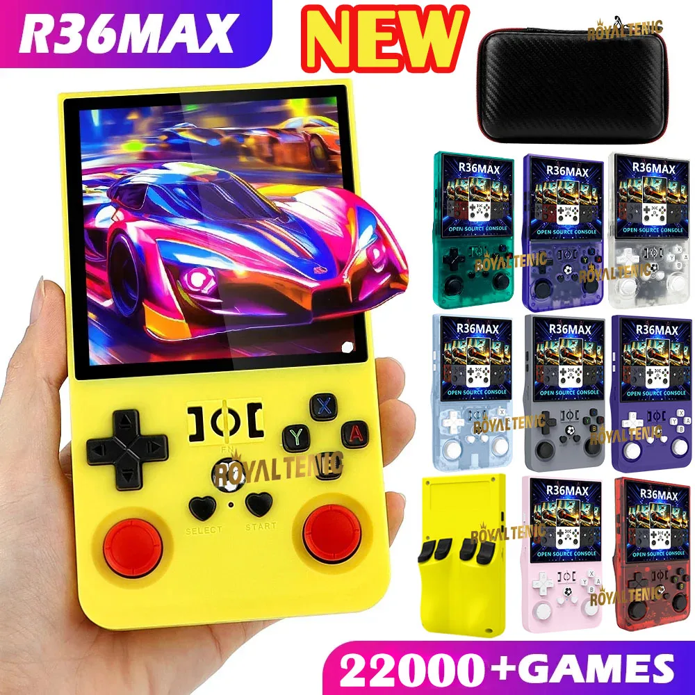 Игровая консоль R36MAX, 64 ГБ, 128 ГБ, 18000 + GAMES, система Linux, 4,0 дюйма, K36 vs R36S, 3,5-дюймовый карманный видеоплеер, запись не требуется