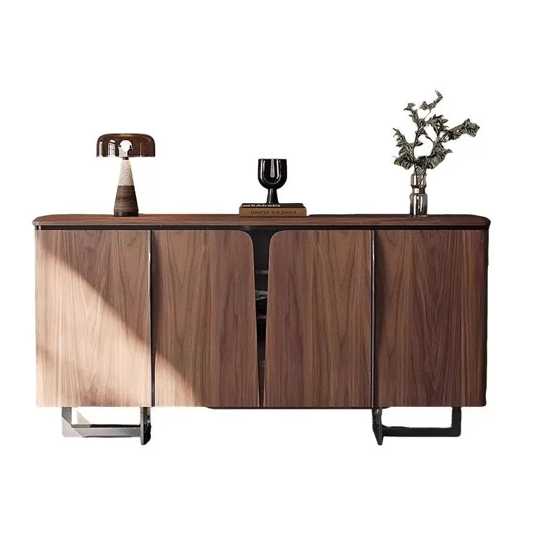 all-solid wood dining side cabinet entry porch cabinet walnut color partition