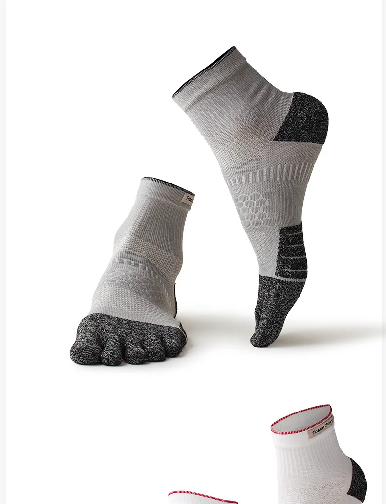 1/5 Paar COOLMAX Nylon-Schnelltrocknende Fünf-Zehen-Socken für Herren, atmungsaktiv, gegen Blasenbildung, für Sport, Laufen, Wandern, Sport-Zehensocken – Detail 7