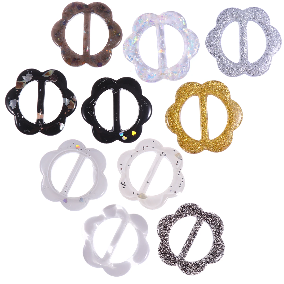 10 قطعة الراتنج زهرة على شكل الخصر مشبك كليب تي شيرت كليب وشاح خواتم أبازيم الملابس الزاوية معقود م المرأة