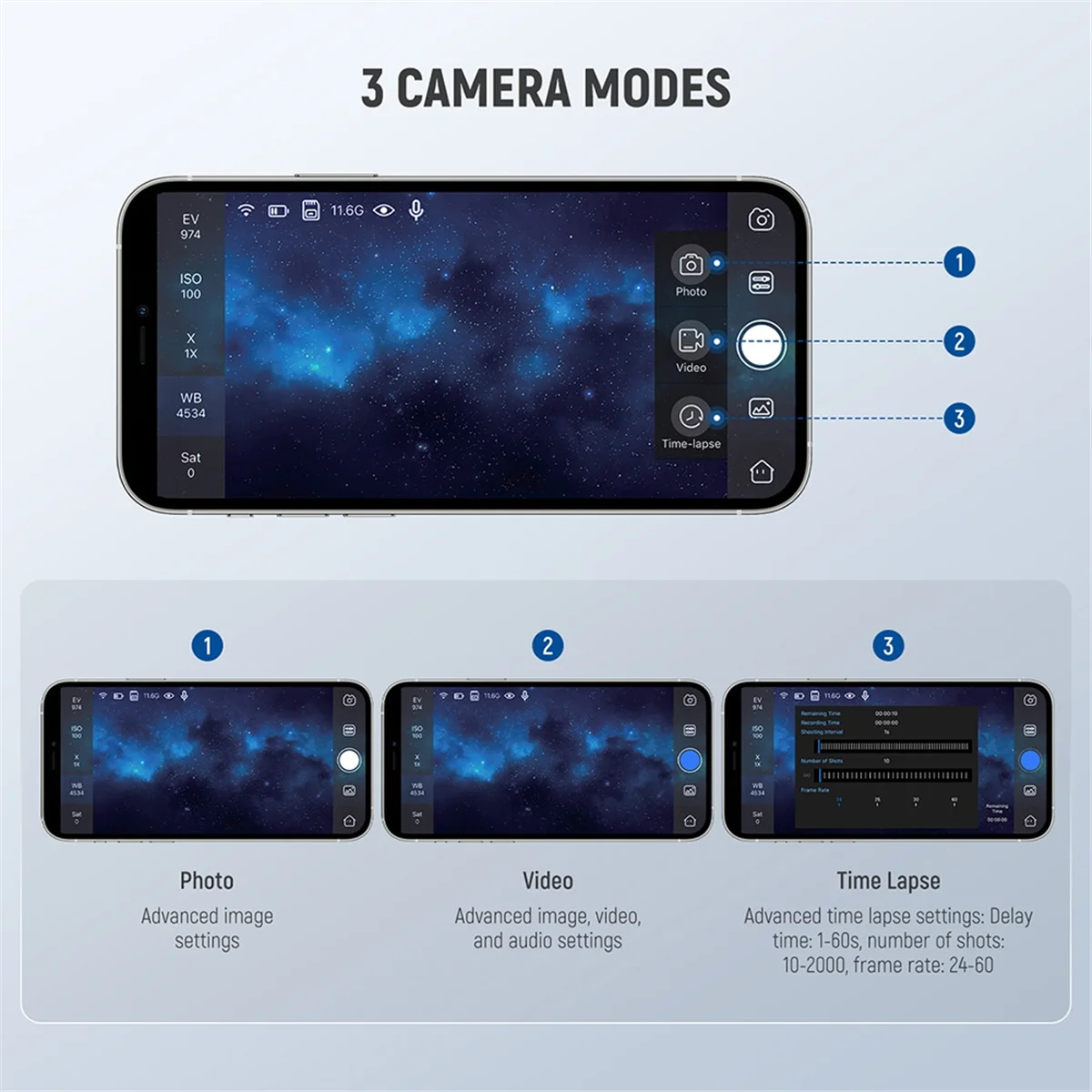Астрономический телескоп A07I TypeC, совместимый электронный окуляр, Wi-Fi, беспроводное подключение к мобильному телефону, ноутбуке