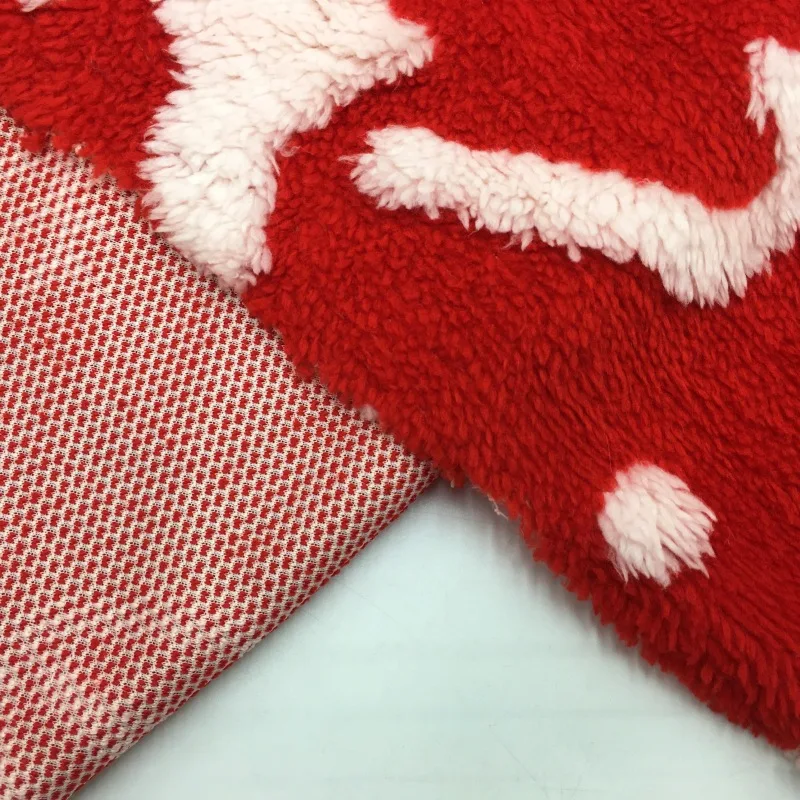 新しいプレミアムポリエステルラムウールフリース生地 - クリスマスフランネル3Dジャカード DIY＆デコレーション用